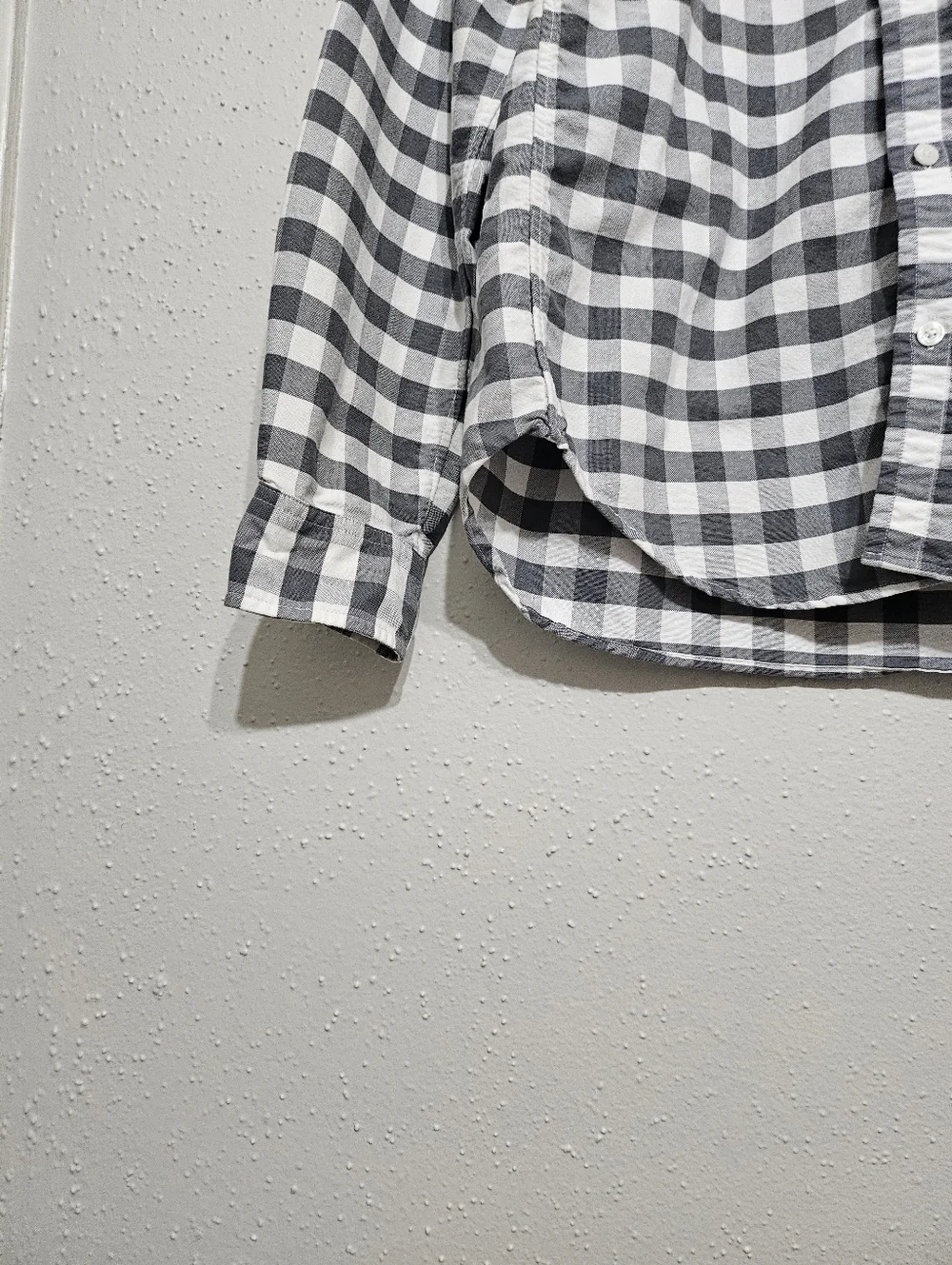 J.Crew Slim‎ Fit Oxford Shirt Mens M Gray White Gingham Plaid Button Down